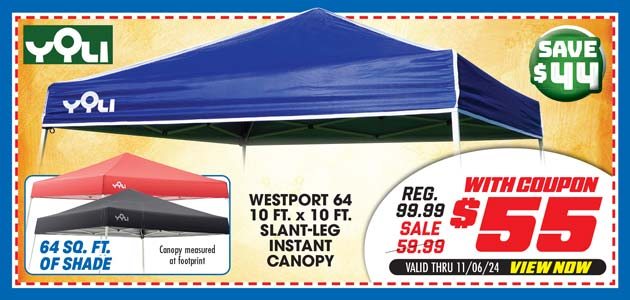 Yoli Westport 64 10' x 10' Slant Leg Instant Canopy