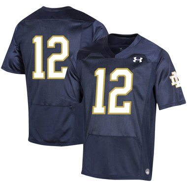 Under Armour #12 Notre Dame Fighting Irish Navy Premier Football Jersey