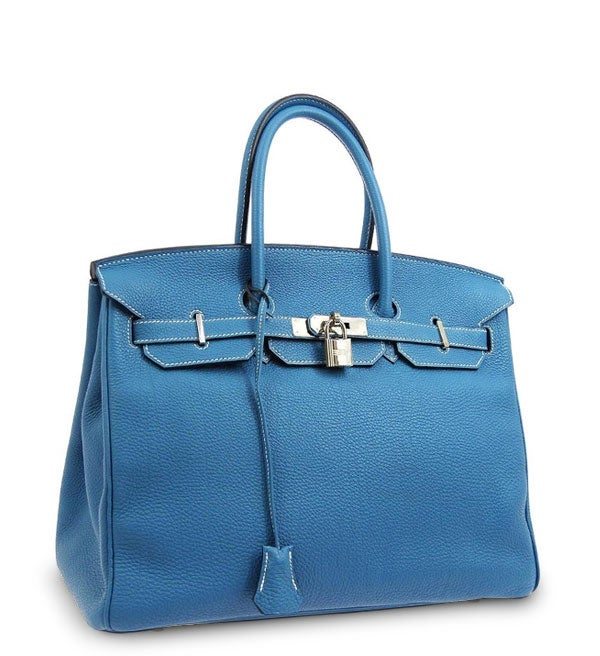 Hermès Birkin 35 Blue Leather Tote Bag, 21st Century