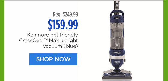 Reg. $249.99 | $159.99 | Kenmore pet friendly CrossOver™ Max upright vacuum (blue) | SHOP NOW