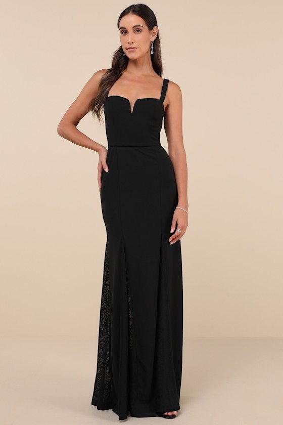 Image of Flawless Concept Black Sleeveless Lace A-Line Maxi Dress