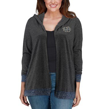 Colosseum Notre Dame Fighting Irish Women's Charcoal Plus Size Steeplechase Open Hooded Tri-Blend Cardigan