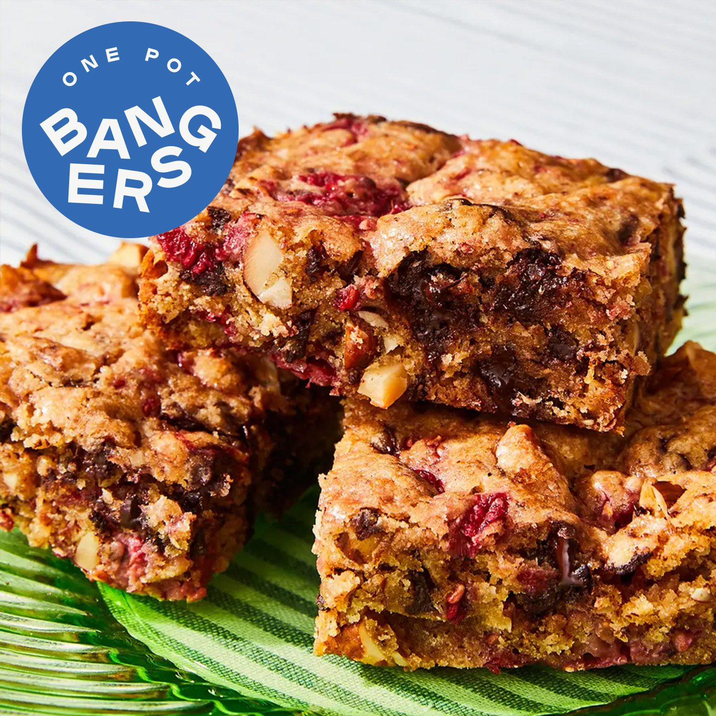 Raspberry Blondies with Chocolate and Almonds
