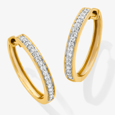 Diamond Hoop Earrings 1/5 ct tw 10K Yellow Gold