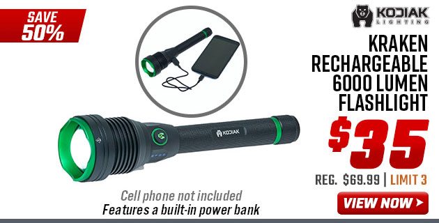 Kodiak Kraken Rechargeable 6000 Lumen Flashlight 