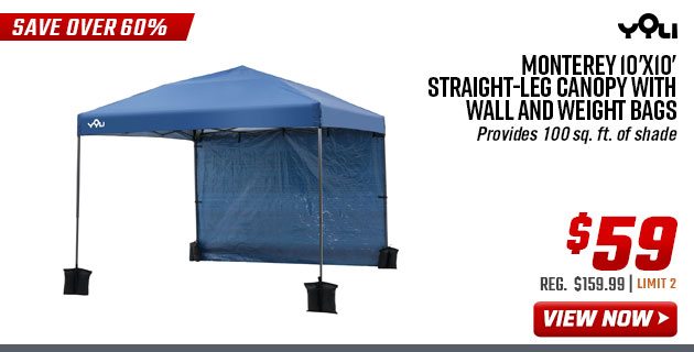 Yoli Monterey 10'x10' Straight-Leg Canopy with Wall and Weight Bags