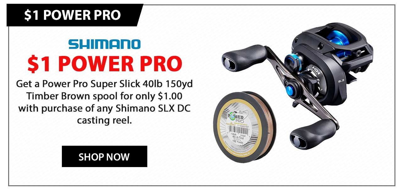 Get a Power Pro Super Slick 40lb 150yd Timber Brown spool for only $1.00 with purchase of any Shimano SLX DC Casting Reel