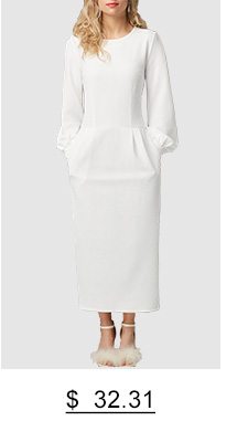 Lantern Sleeve White Pocket Maxi Dress