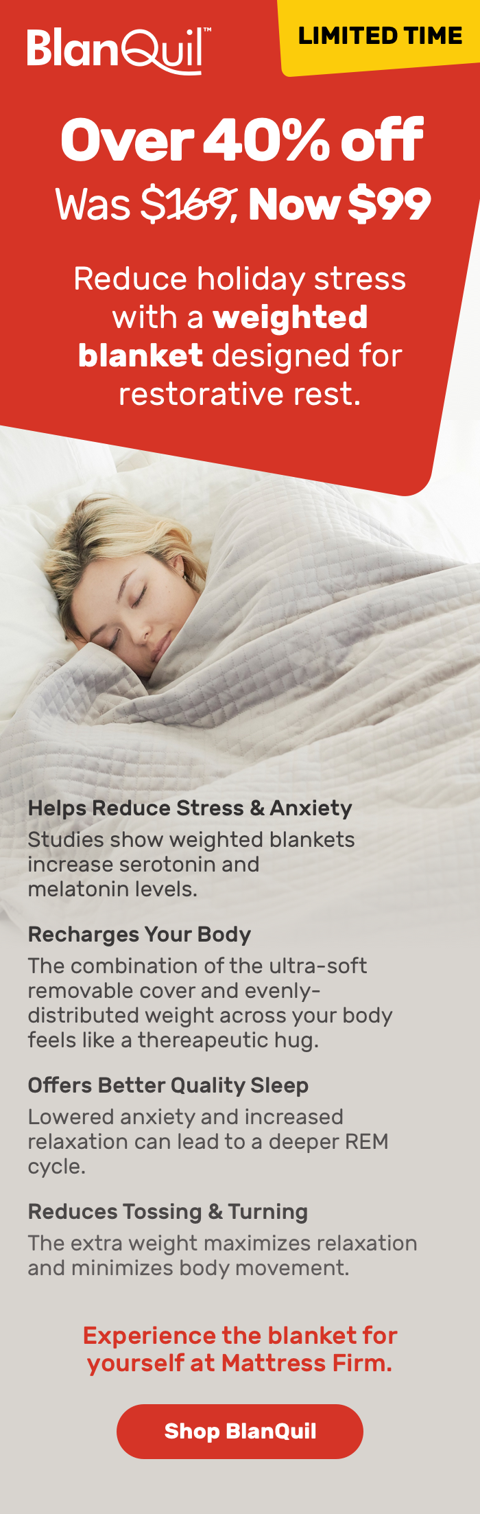 BlanQuil Limited Time Over 40% off. Reduce holiday stress with a weighted blanket designed for restorative rest. 