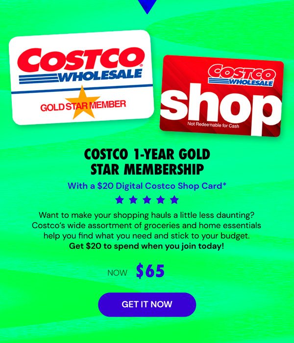 Costco 1-Year Gold Star Membership + $20 Digital Costco Shop Card