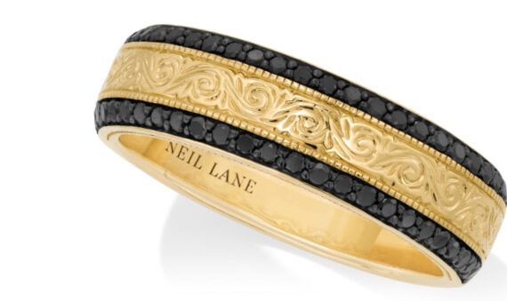 Neil Lane Men's Black Diamond Wedding Band