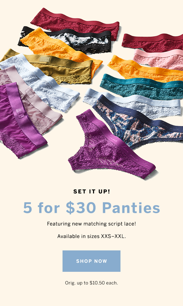 5 for $30 Panties