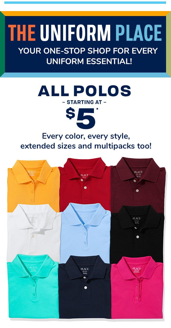 $5 & Up All Uniform Polos