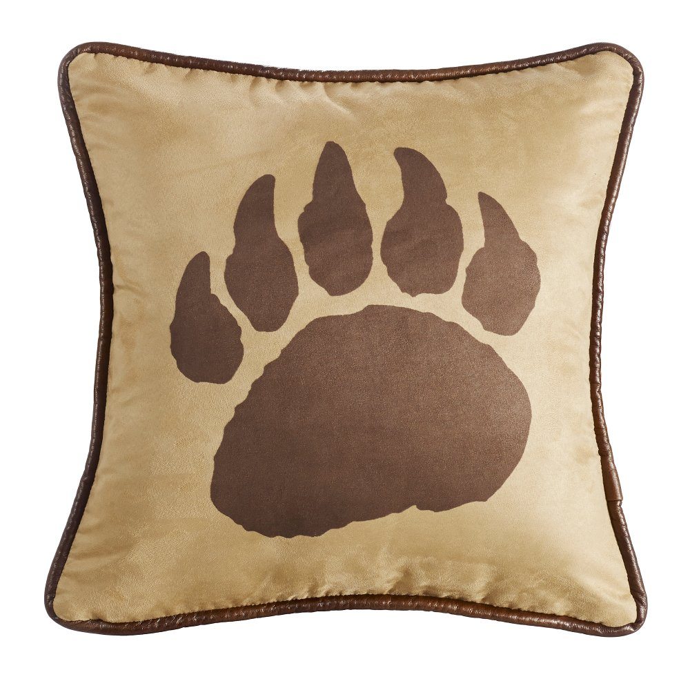 Faux Suede Bear Claw Throw Pillow Reverses to Faux Leather