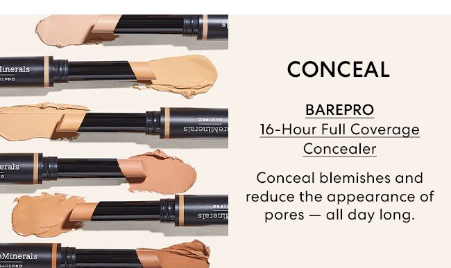 Conceal - Barepro 16-Hour Full Coverage Concealer - Conceal blemishes and reduce the appearance of pores - all day long.