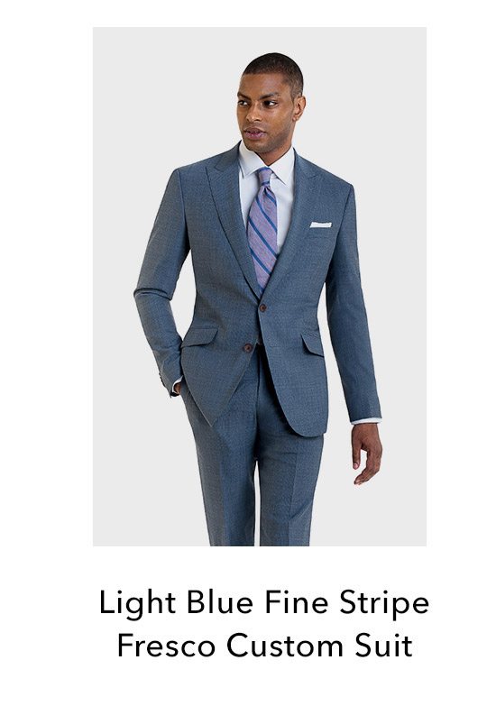 Light Blue Fine Stripe Fresco Custom Suit