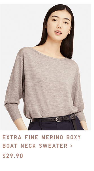 EXTRA FINE MERINO BOXY BOAT NECK SWEATER $29.90