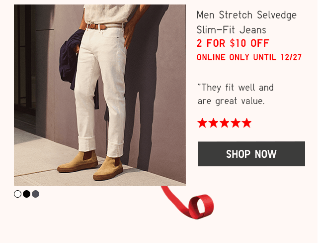 MEN STRETCH SELVEDGE SLIM-FIT JEANS - SHOP NOW