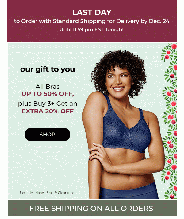 All Bras up to 50% Off, Buy 3+ Get an Extra 20% Off + Ship Free