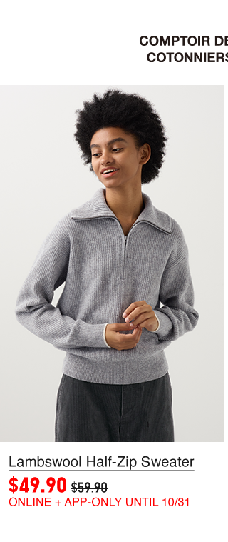 PDP2 - WOMEN LAMBSWOOL HALF-ZIP SWEATER