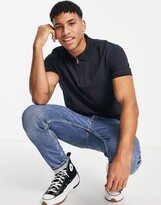 zip polo with rib collar in navy