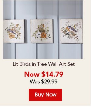 Lit 3-Piece Birds in Tree Wall Art Set Now $14.79 Was $29.99 Buy Now