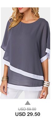 Half Sleeve Dark Grey Chiffon Blouse