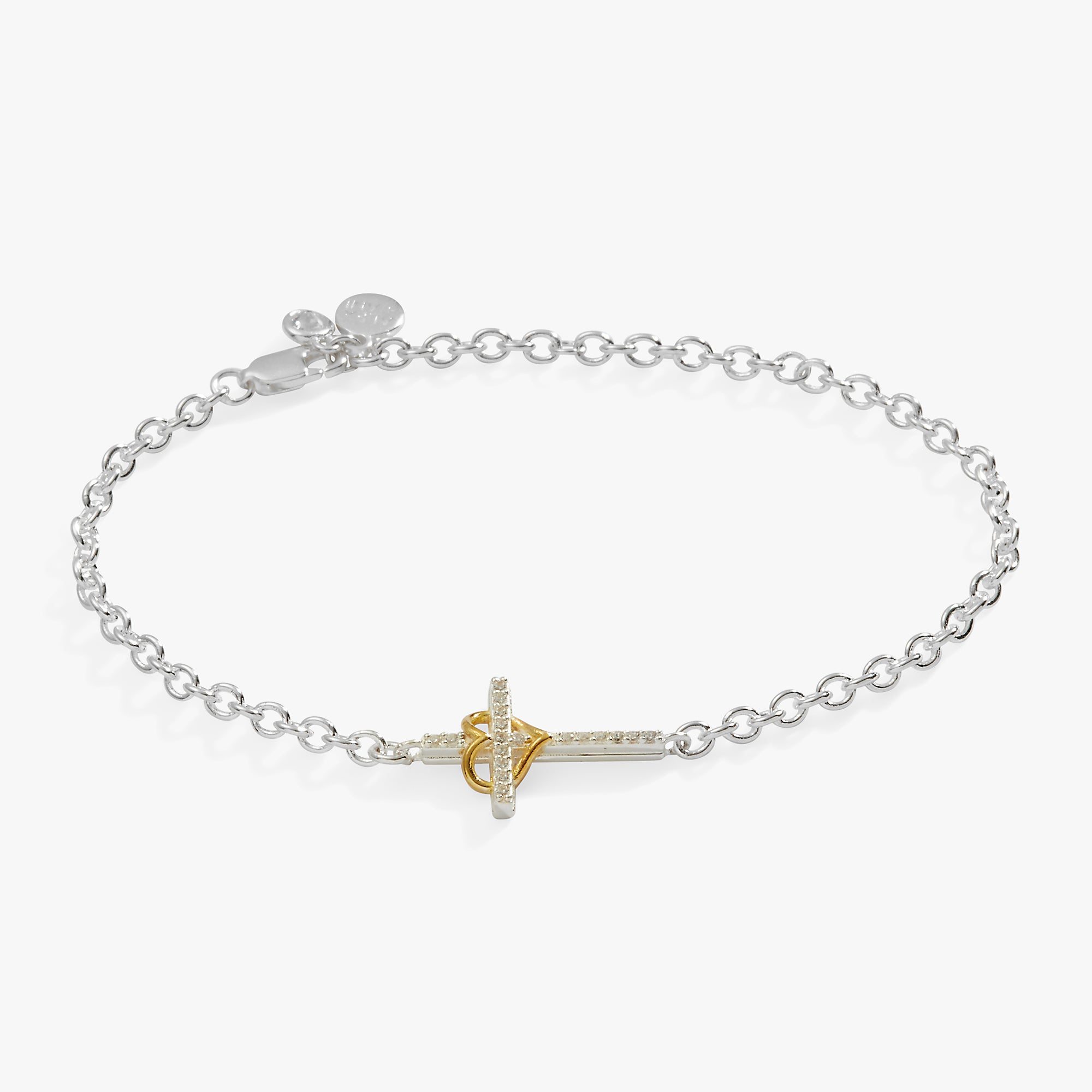 Image of Cross And Heart Bracelet, Sterling Silver