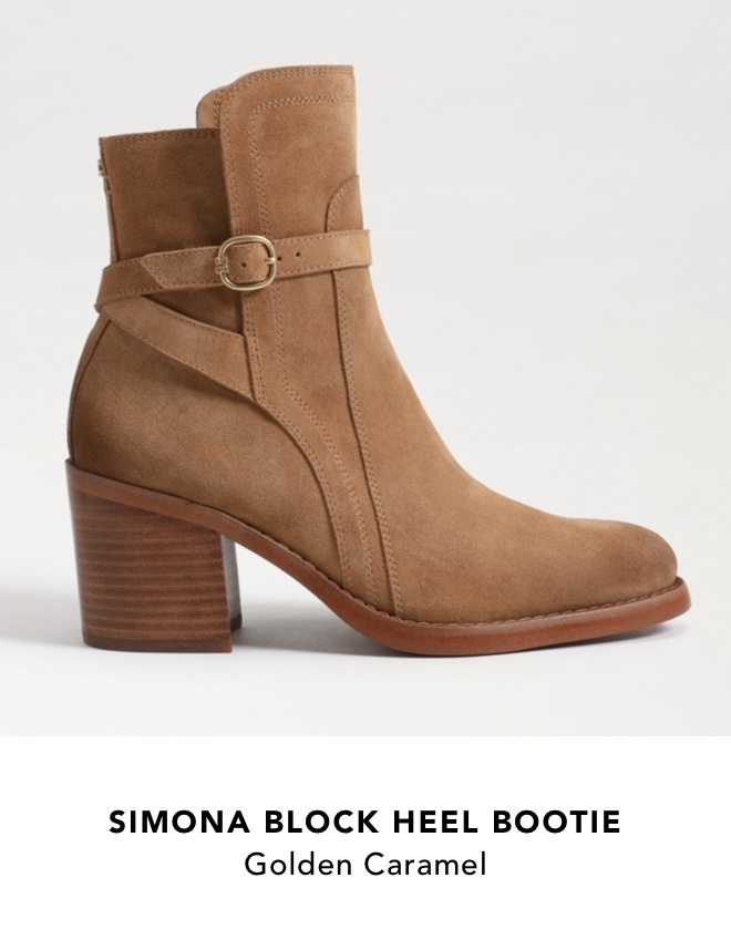 Simona Block Heel Bootie (Golden Caramel)