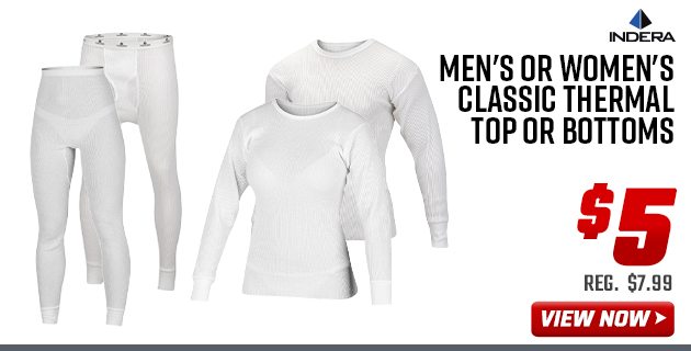 Indera Mills Men's or Women's Classic Thermal Top or Bottoms