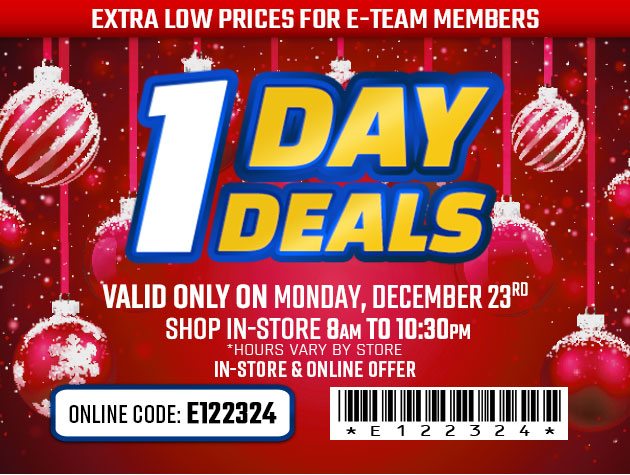 One Day Deals - Monday, December 23, 2024