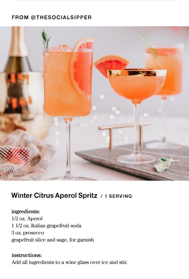 FROM @THESOCIALSIPPER Winter Citrus Aperol Spritz / 1 SERVING