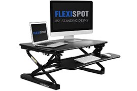 FlexiSpot Height-adjustable Standing Desk Riser (Black or White) w/ Removable Keyboard Tray