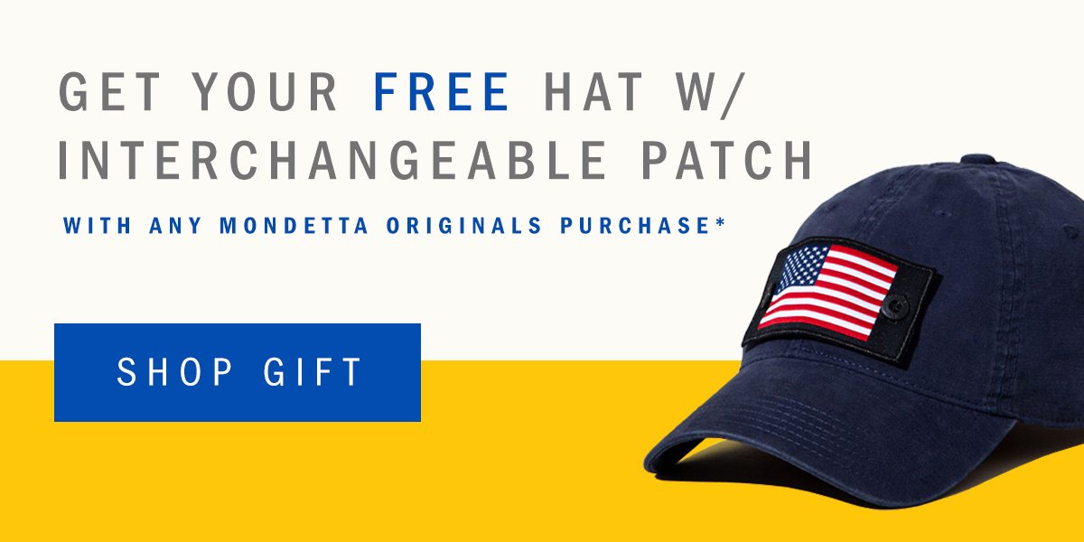 Get your free hat with interchangeable patch with any Mondetta Originals purchase