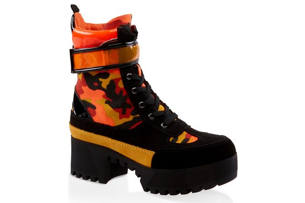 Velcro Strap Detail Platform Boots