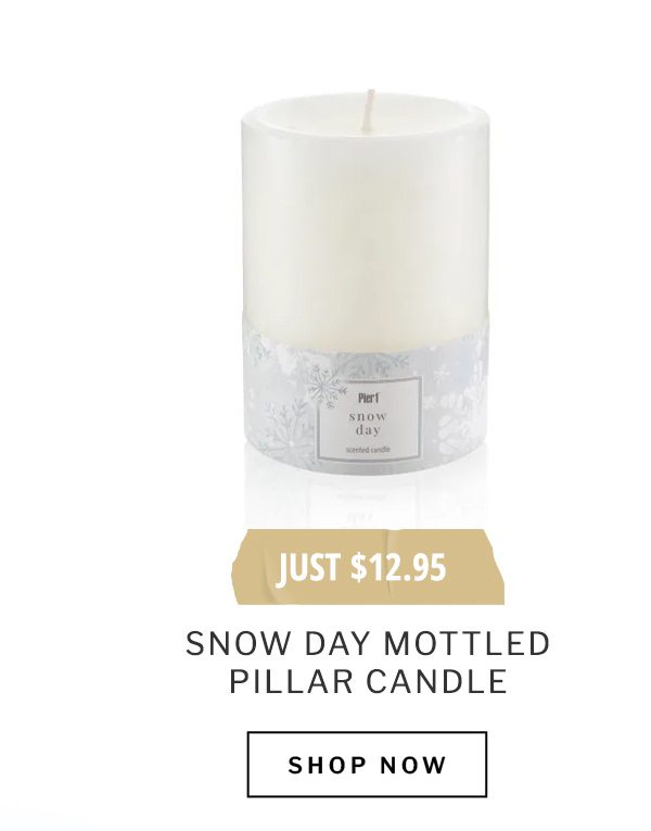 Pier 1 Snow Day 3x4 Mottled Pillar Candle | SHOP NOW