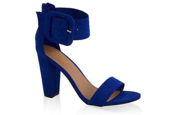 Faux Suede Ankle Strap Block Heel Sandals