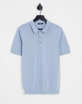 knitted polo in blue