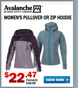 AVALANCHE WOMEN'S PULLOVER OR ZIP HOODIE