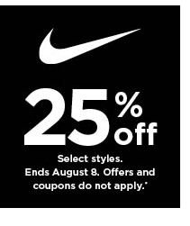 25% off Nike. Select styles. Offers and coupons do not apply. Shop now.