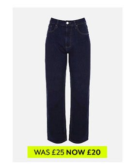 Womens Indigo High Rise Wide Leg Jeans