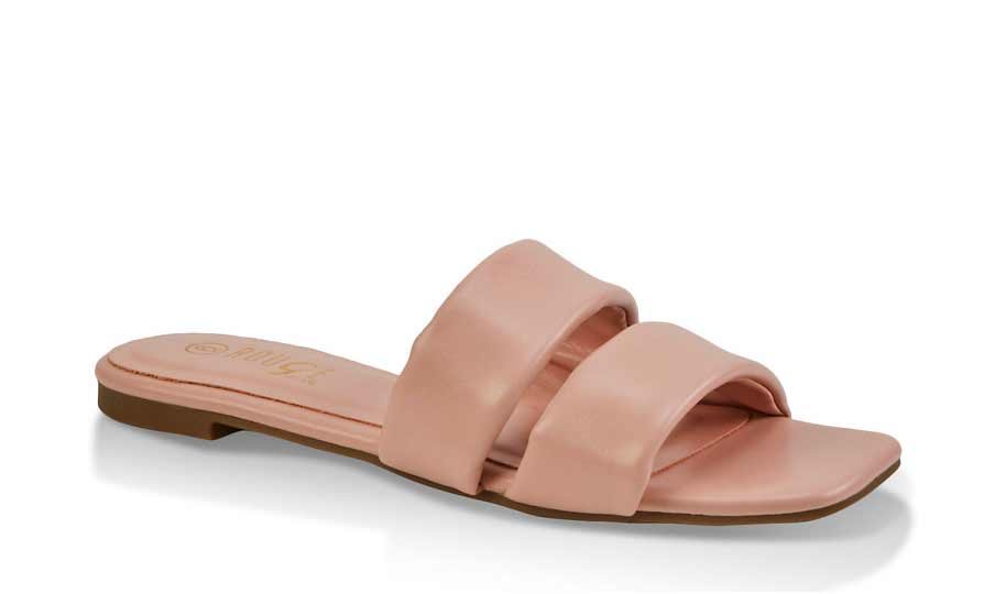 Square Toe Two Band Slide Sandals