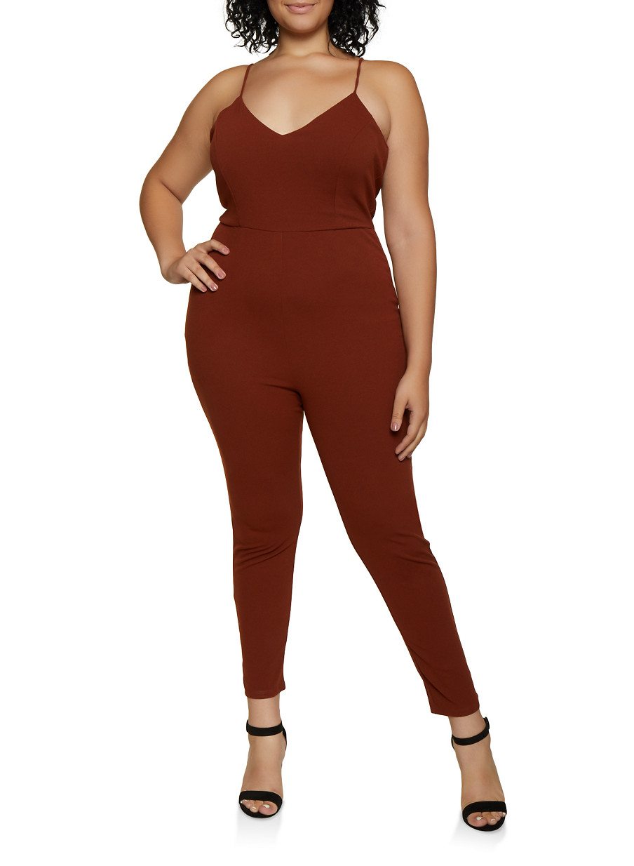 Plus Size Crepe Knit Jumpsuit