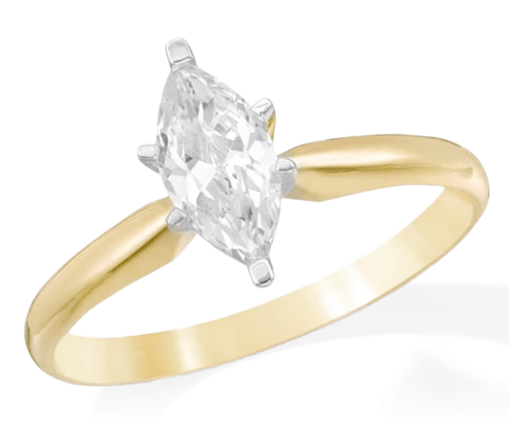 Certified Marquise-Cut Diamond Solitaire Engagement Ring 1 ct tw 14K Yellow Gold (I/I1)