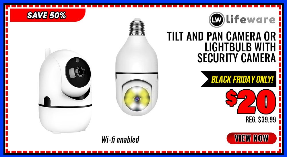 Lifeware Tilt and Pan Camera or Lightbulb with Security Camera