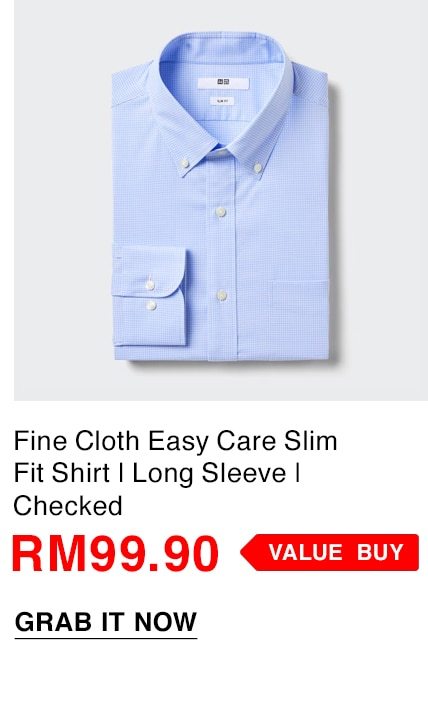 Fine Cloth Easy Care Slim Fit Shirt | Long Sleeve | Checked