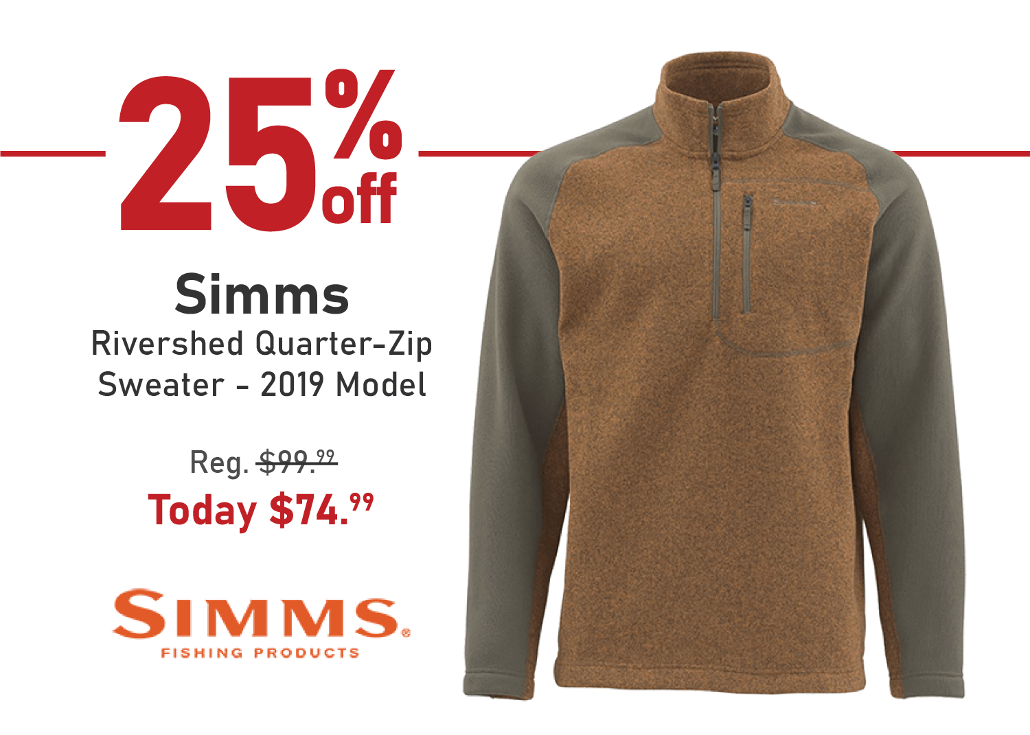 Save 25% on the Simms Rivershed Quarter-Zip Sweater - 2019 Model
