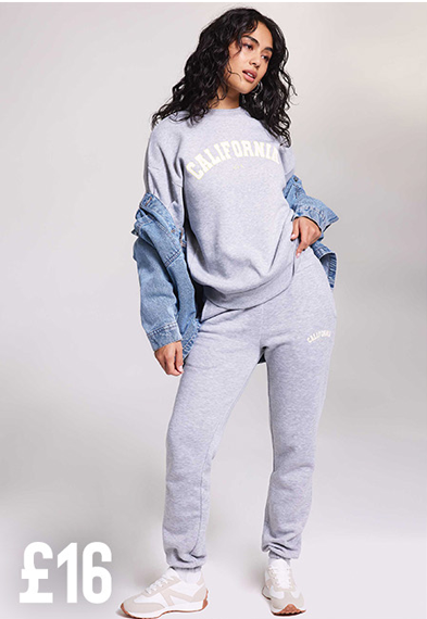 Womens Grey California Cuffed Joggers