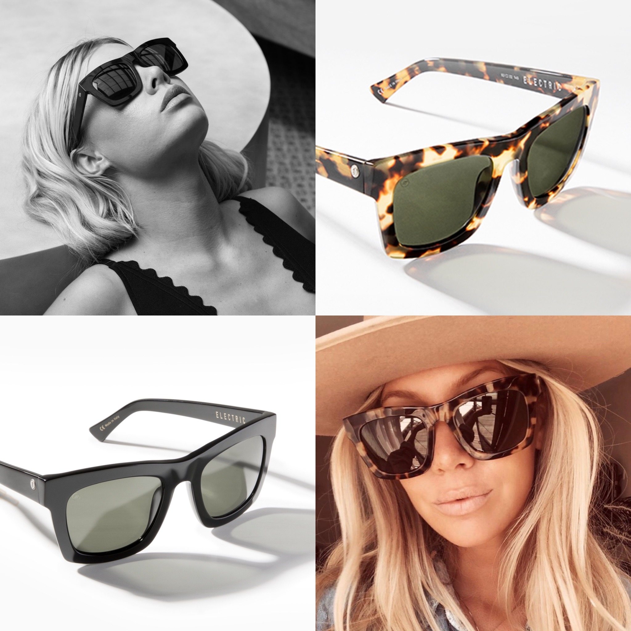 Woman wearing Crasher sunglasses collage 