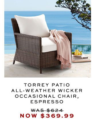 TORREY PATIO ALL-WEATHER WICKER OCCASIONAL CHAIR, ESPRESSO